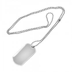Standard metal dog tag with ball chain (with border)