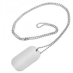 Standard metal dog tag with ball chain (without border)